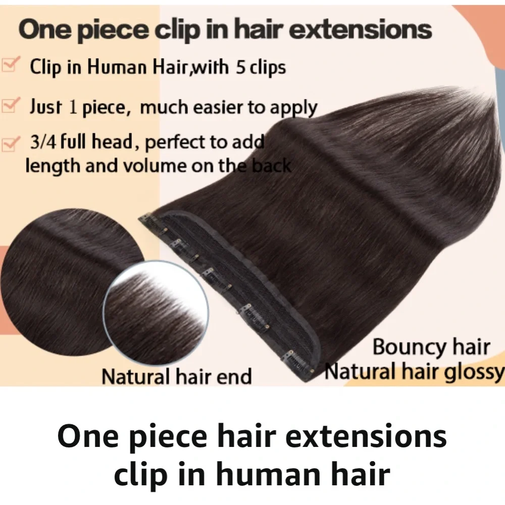 S-noilite Clip-In 100% Real Remy Human Hair Extensions One Piece Weft Clip Brown - Picture 7 of 10